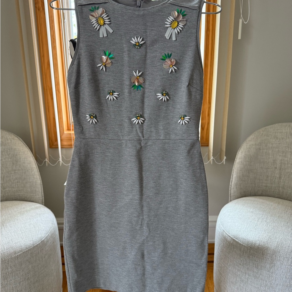 Banana Republic Gray Dress with Floral Accents
